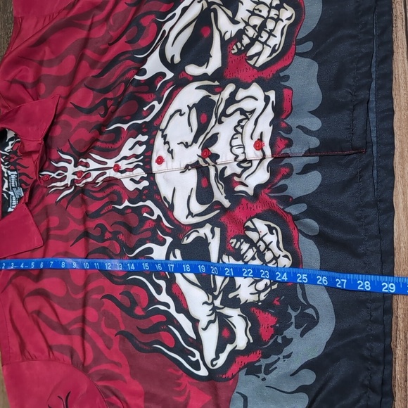 Vintage Y2K Steve & Barry’s Skull and Flames Club Shirt Size XL Flavortown - Picture 7 of 7